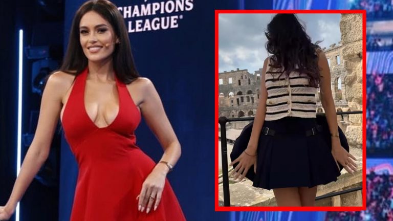 Spiker Eva Murati rüzgarın azizliğine uğradı! Eteği havalandı